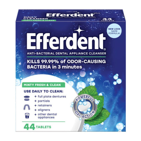 Efferdent 44 Count Retainer Cleaning Tablets, Minty Fresh Denture Cleaning Tablets for Dental Appliances (Pack of 2)