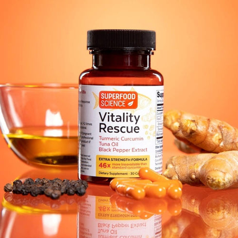 Vitality Rescue Omega 3 and Turmeric Supplement with Bioperine, CurcuWin 46X for Workout Recovery, Joint & Brain Health