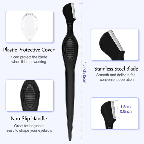 Mudder 21 Pcs Eyebrow Razor Shaver Facial Trimmers with Precision Cover for Women Makeup Care Tools (Black)