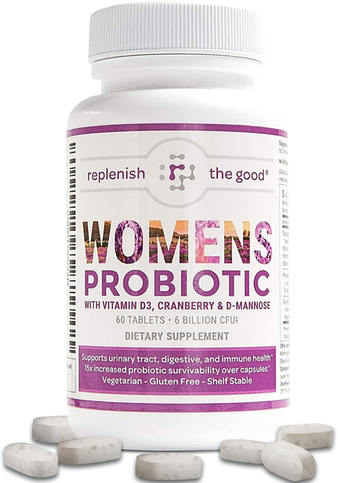 Probiotics for Women - Supports Digestive & Vaginal Health with D3, Prebiotics & Cranberry - 60 Count