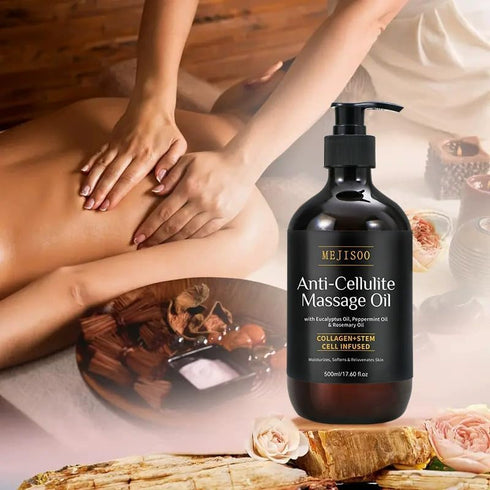 HUGROSE 17.6 OZ Anti Cellulite Massage Oil, Cellulite Remover for Legs and Firming Body Oil, with Plant-Based