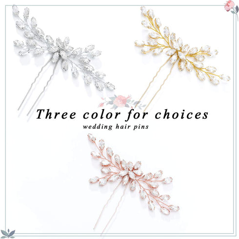 Unicra Bride Wedding Crystal Hair Pins - Bridal Hair Pieces Wedding Accessories for Women and Girls, Pack of 1 (Rose