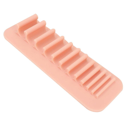 ZJchao Brush Drying Rack, Soft Silicone Wall Mounted Makeup Brush Holder Organizer for Home (Bare Pink)