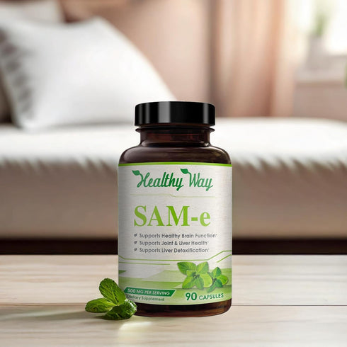 Healthy Way 500mg SAM-e Supplement - High Strength S-Adenosyl-L-Methionine Capsules for Joint, Brain, Liver, Mood