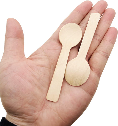 200pcs Mini Wooden Spoons, 4inch Disposable Birchwood Ice Cream Dessert Spoons, Biodegradable Compostable