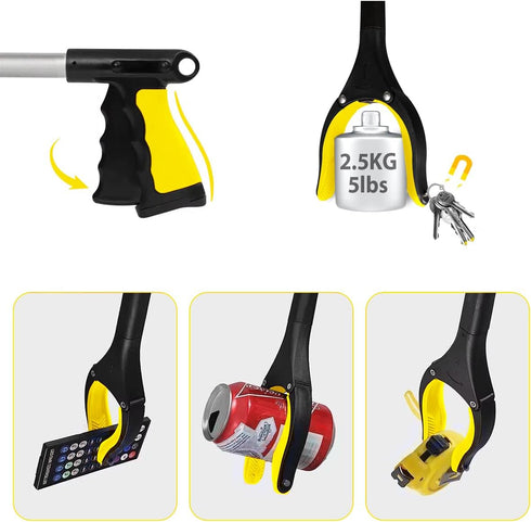 38" Extra Long Grabber Tool, 2PACK Lightweight Reaching Aid with 360°Rotating Jaw