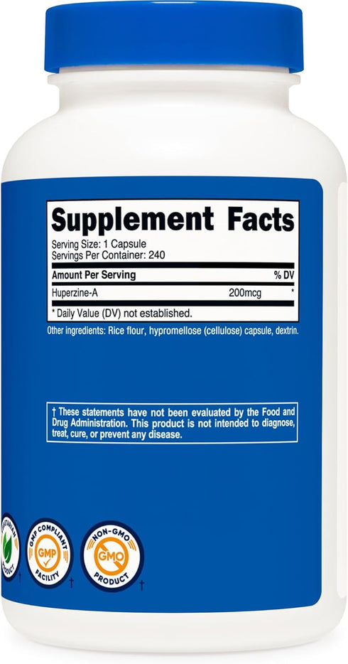 Nutricost Huperzine A Capsules 200mcg, 240 Non-GMO Vegetarian Friendly Capsules