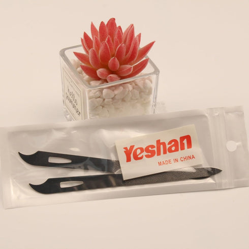 Yeshan Stainless Steel Triple-Cut Long Nail File with Nail Cleaner Tip, 5.5 Inch, Pack of 2