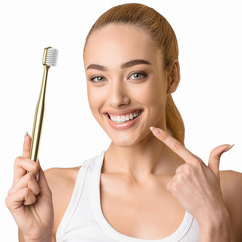 Z-VAPRESS Gold Color Toothbrush Soft Bristles Fancy Toothbrush Home Hospitality Travel Toothbrushes Luxury Gold Color