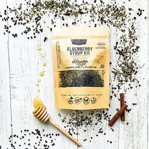 Elderberry Syrup Kit - Allergy Support - Makes Approx. 32oz with Organic Ingredients - Elderberries, Rosehips, Ginger,