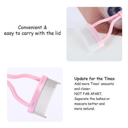 MSQ Eyelash Comb Separator with Brush and Cover, Arc Designed Cosmetic Tool (1PCS)