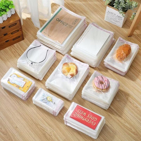Generic 200Pcs Self Sealing Cellophane Bags, Clear Self-Adhesive OPP Bags for Versatile Use - Cookie, Confection, Toys