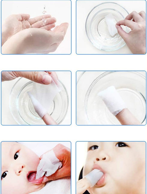 120Pcs Baby Teeth Soft Gauze Finger Clean, Oral Hygiene for 0-2 Years Old