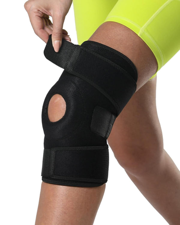 Knee Brace for Men Women, Open-Patella Patellar Tendon Support Strap, Compression Sleeve for Knee Pain (Black)