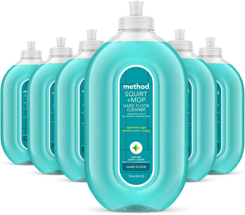 Method Hardwood Floor Cleaner Squirt + Mop Bottle, Spearmint Sage, 25 Fl Oz (Pack of 6)