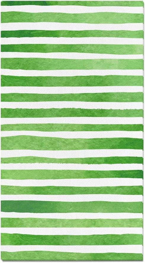 KTHONIOMANTE 200PCS 2 Pack, 4.5x8 Inch Green & White Stripe Guest Napkins, Ply Disposable Paper Striped Dinner Hand