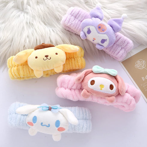 Kawaii Spa Headband for Washing Face, Cute Purple Headband for Makeup and Party