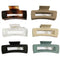 Rectangle Hair Claw Clips Large 4 Inch Matte Square Clear No Slip Big Jaw Clip, Multi-Colored for Thick Hair Women, 6