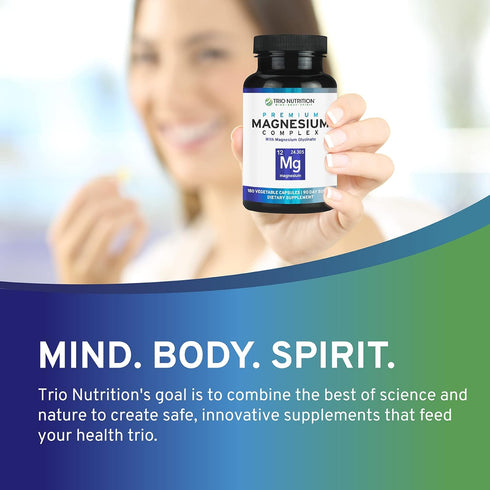 Trio Nutrition Magnesium Complex, 90 Day Supply, 420 mg | Natural Calm, Relax, Stress Relief, Muscle Recovery,