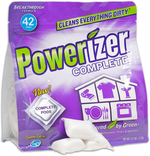 Powerizer Complete Pods - Multipurpose Cleaning Pod, Plant-Based Laundry and Dishwasher Pods, 42 Pods