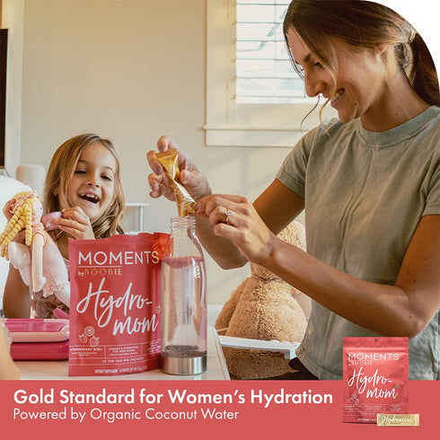 Boobie Hydromom Superfood Electrolyte Drink Mix, Strawberry Kiwi | Energy & Hydration Boost for Mamas | 15 Packets