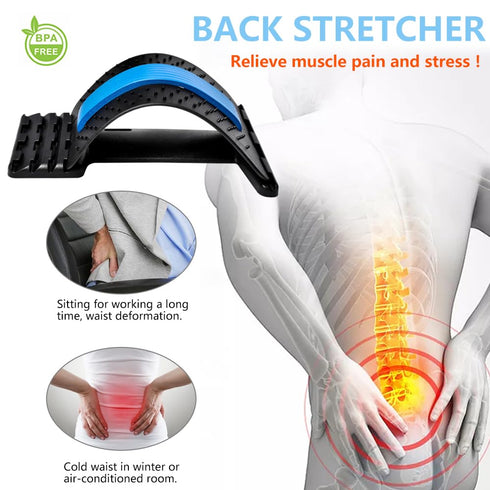 Back Stretcher, Lumbar Back Pain Relief Device(4 Level), Spine Borad Deck Multi-Level Back Cracker Lumbar, Pain Relief for Herniated Disc, Sciatica, Scoliosis, Lower and Upper Back Stretcher Support