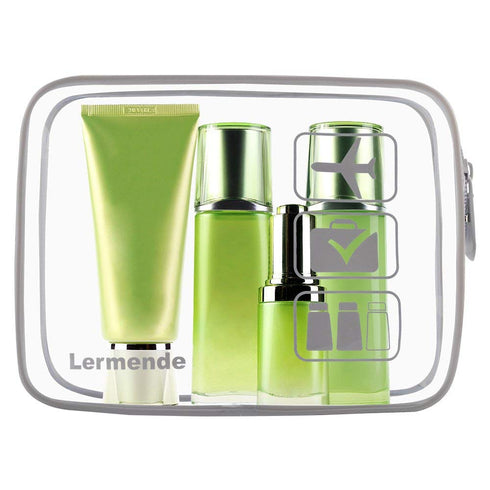 Lermende 2pcs Clear Toiletry Bag, TSA Approved Travel Bag, Quart Sized Makeup Cosmetic Bag for Women Men, Gray