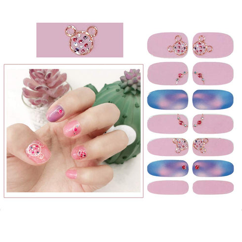 SIUSIO 112pcs Full Nail Wraps Stick on Gel Nail Polish Strips, Elegant Gradient Glitter Nail Art Sticker with Crystal