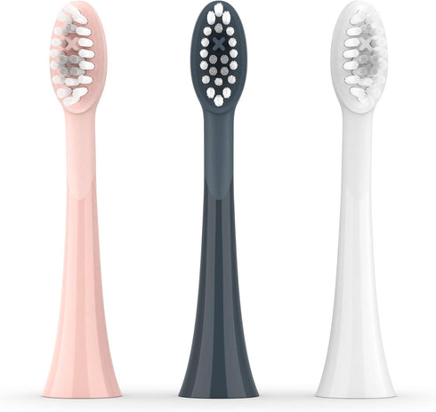 Pack 4, ORDO Replacement Sonic Toothbrush Heads with Pulse Technology for Teeth Cleaning, Plaque Removal, Silicone