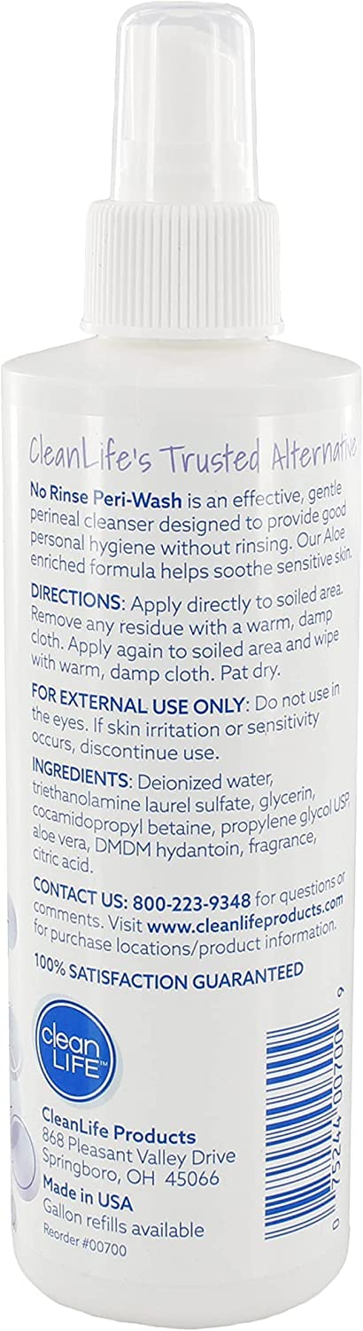No-Rinse Peri-Wash, 8 fl oz - Soothing Perineal Cleanser in Rinse-Free Formula