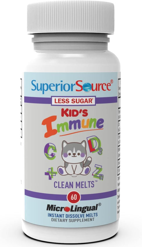 Superior Source Kid’s Immune Clean Melts, Quick Dissolve MicroLingual Tablets, 60 Count, Zinc, Vitamin C, D3