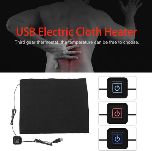 DC 5V USB Electric Cloth Heater, USB 3-Shift Waterproof Carbon Fiber Heat Pad, Washable Cushion Clothing Fever Tablets for Neck, Back, Abdomen, Lumbar Heating