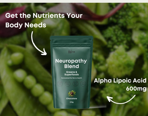 Superfood Neuropathy Greens Blend - Nerve Formula with R Alpha Lipoic Acid, 30 Daily Servings