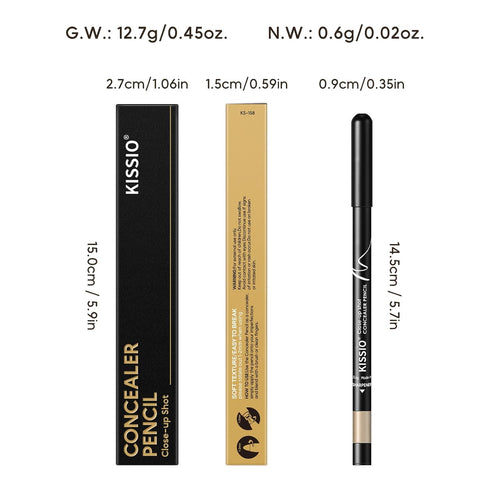 KISSIO Concealer Pencil, Under Eye Concealer for Acne and Freckles, Waterproof, Long-lasting Makeup Pencil with