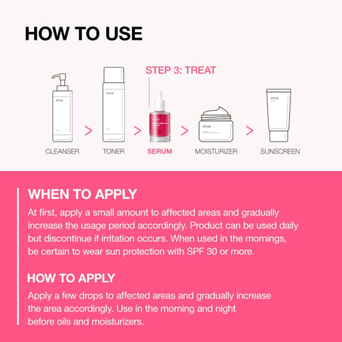 Anua 10% Niacinamide + 4% Tranexamic Acid Serum, Ceramide, Hyaluronic Acid for Sensitive Skin, 30ml
