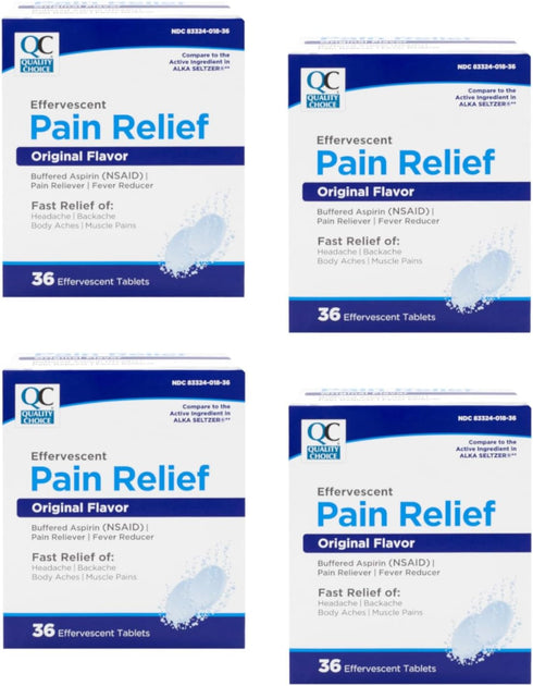 Quality Choice Effervescent Pain Relief Tablets, Original Flavor, 36 Count (Pack of 4)