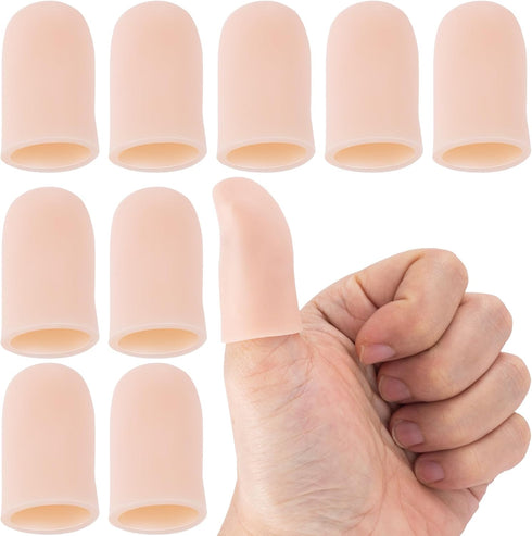 10pcs Gel Finger Cots, Silicone Finger Covers, Thumb Protector Finger Support Caps Gloves
