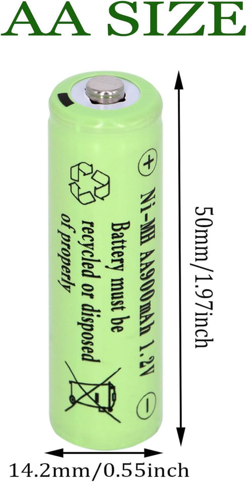 16 Packs AA 900mAh 1.2V Ni-MH Solar Rechargeable Batteries for Garden Landscaping, Outdoor Solar Lights, Remotes