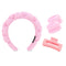 Wecoe Spa Headband and Wristband Set, Makeup Headband for Washing Face, Cute Pink Puffy Sponge Bubble Headband