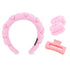 Wecoe Spa Headband and Wristband Set, Makeup Headband for Washing Face, Cute Pink Puffy Sponge Bubble Headband