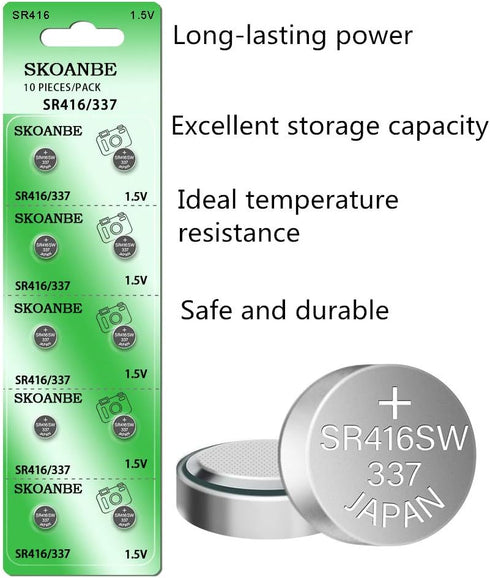 SKOANBE SR416SW 337 1.55V Watch Battery (10-Pack)