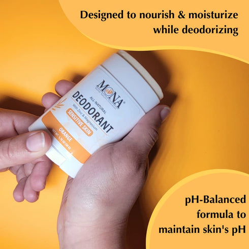 MONA BRANDS All Natural Deodorant for Women & Men | Sensitive Skin | No Aluminum or Baking Soda | (ORANGE 1.76 Oz)