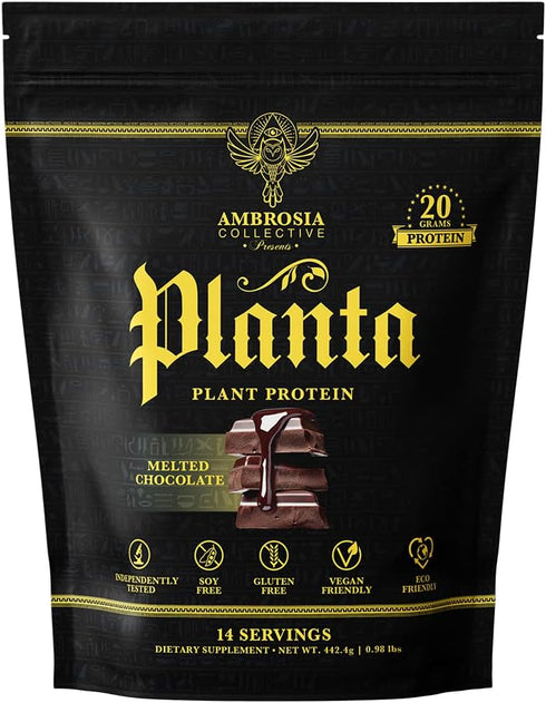 Ambrosia Planta Premium Organic Plant-Based Protein | Vegan & Keto Friendly | 14 Servings | Melted Chocolate