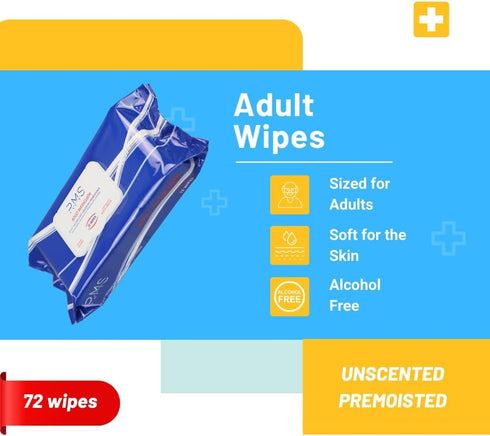Pack 8 8 12 (576 Count) of Disposable Adult Wet Wipes or Washcloths X Extra Soft Non-Irritating Adult Wipes