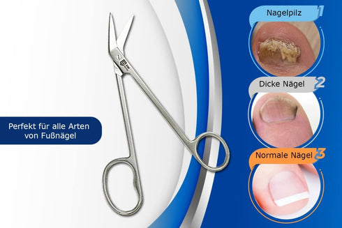 SMI 16 cm Long Handle Toenail Scissors for Seniors, Podiatrist Nail Clippers for Thick & Ingrown Nails