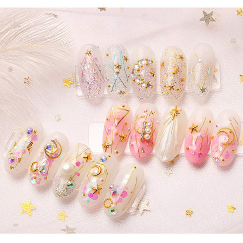 SILPECWEE 3D Nail Rhinestones and Studs Set, 6 Boxes, Gold Nail Rivets, Clear Nail Jewelry Decorations