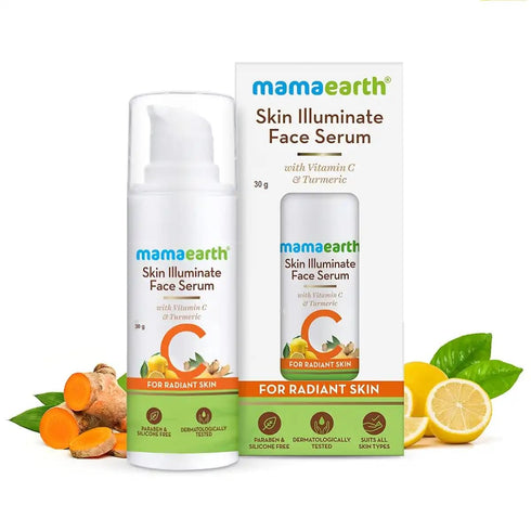 Mamaearth Vitamin C Face Serum with Turmeric for Radiant Skin - 1.01 Fl Oz / 30ml, Reduces Fine Lines & Wrinkles