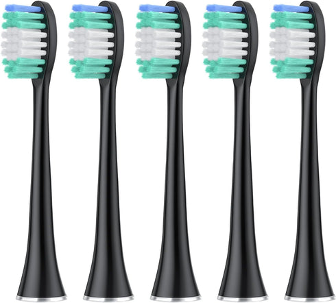 Replacement Toothbrush Heads Pack of 5 Compatible with AquaSonic Black Series, Vibe Series, Black Series Pro