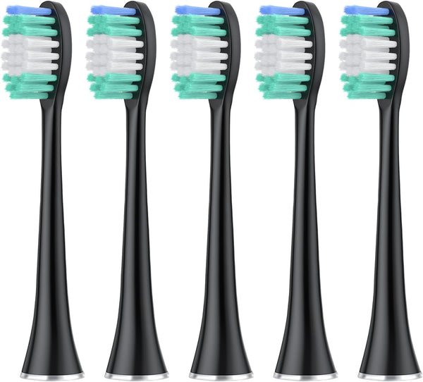 Replacement Toothbrush Heads Pack of 5 Compatible with AquaSonic Black Series, Vibe Series, Black Series Pro