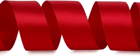 Ribbli Double Faced Red Satin Ribbon, 1” x 25 Yards, Fabric Ribbon for Bows, Christmas Gift Wrapping